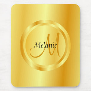 Template Elegant Gold Look Modern Monogrammed Mouse Mat