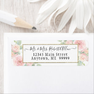 TEMPLATE Elegant Gold Script Pink Rose n Greenery