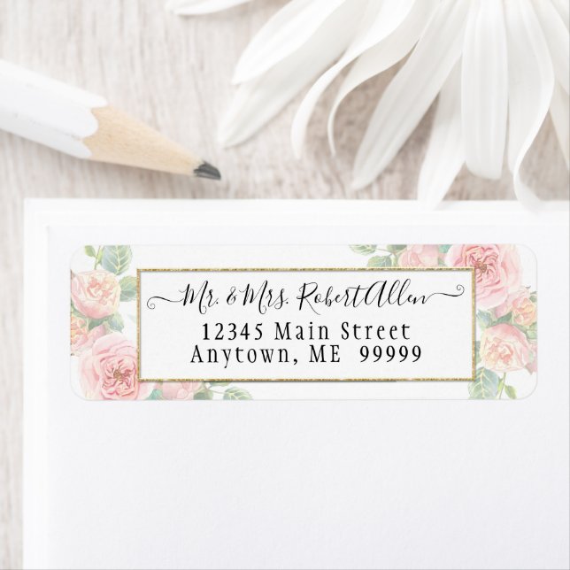 TEMPLATE Elegant Gold Script Pink Rose n Greenery (Insitu)