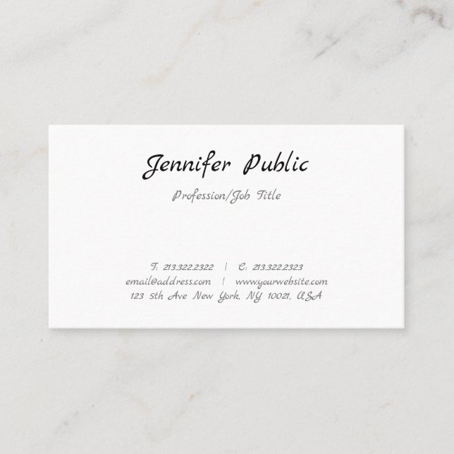 Template Elegant Handwritten Script Text Simple Business Card (Front)