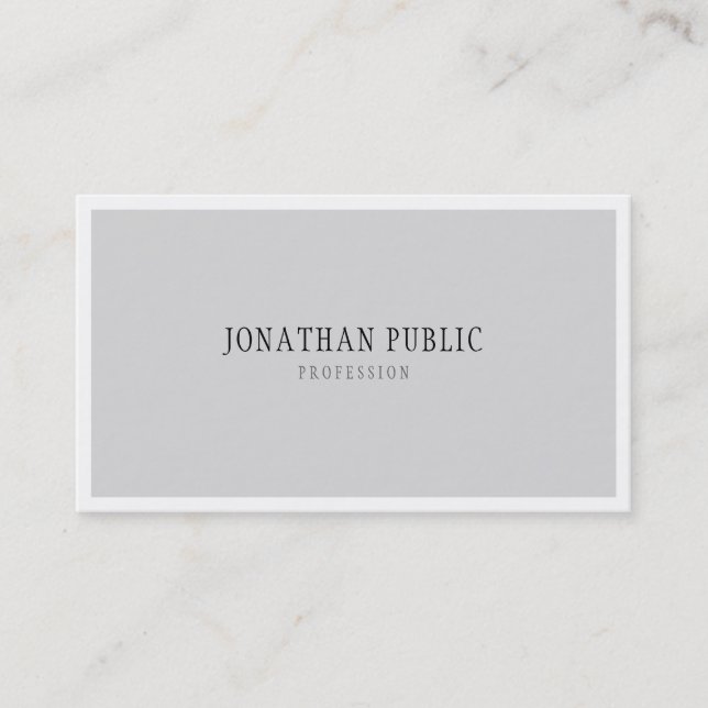 Template Elegant Minimalist Simple Grey White Cool Business Card (Front)