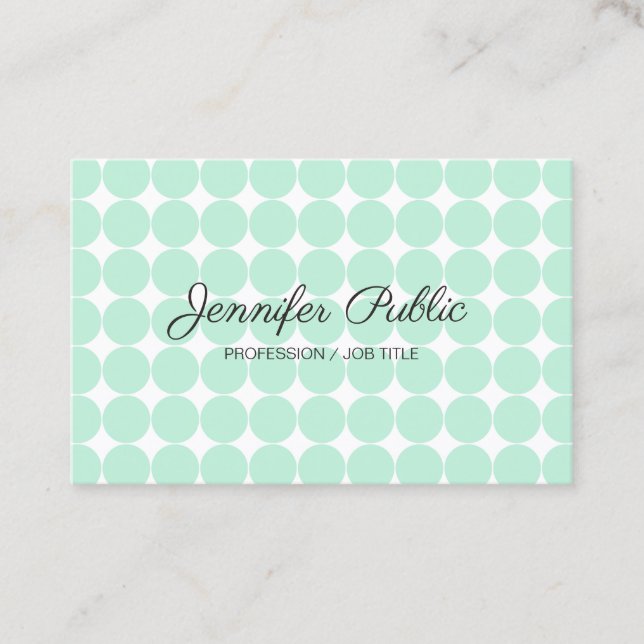 Template Elegant Mint Green White Modern Script Bu Business Card (Front)