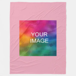 Template Elegant Pink Add Image Photo Logo Large Fleece Blanket