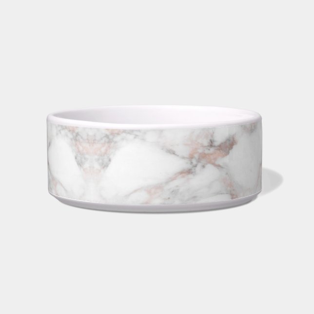 Template Elegant Rose Gold White Marble Trendy Bowl (Front)