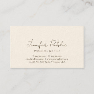 Template Elegant Script Signature Cream Luxurious Business Card