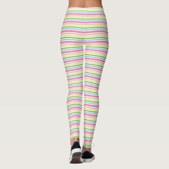Template Elegant Trendy Pink Blue Yellow Green Leggings (Back)