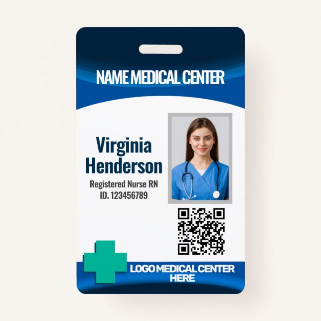 Template Employee Photo Nurse ID Badge (Front)