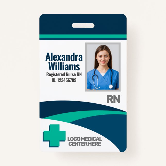 Template Employee Photo Nurse ID ID Badge (Front)
