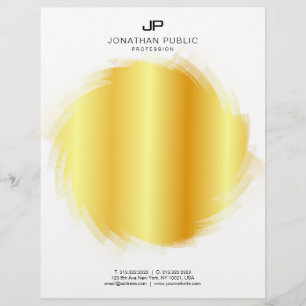 Template Faux Gold Elegant Monogram Glamour Custom Letterhead