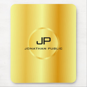 Template Faux Gold Modern Elegant Monogram Mouse Mat