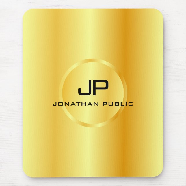 Template Faux Gold Modern Elegant Monogram Mouse Mat (Front)