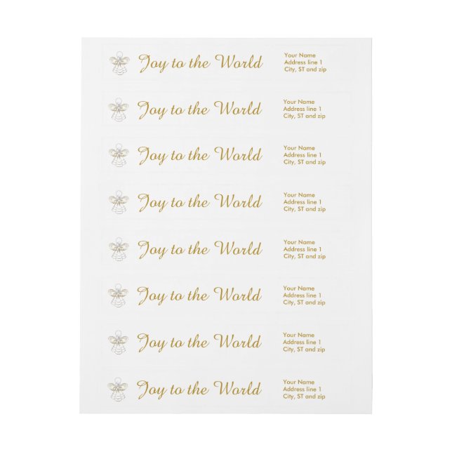 Template - Filigree Christmas Angel of Joy Wrap Around Label (Sheet)