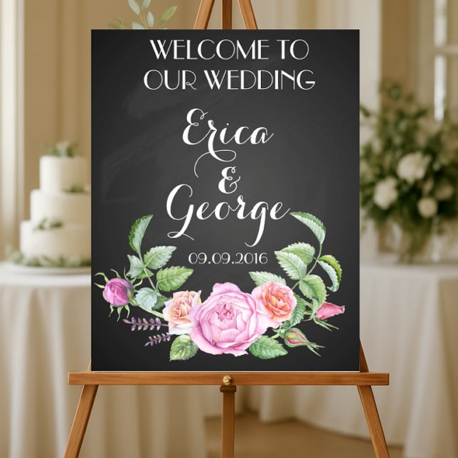 Template floral rose welcome wedding sign Print (Creator Uploaded)