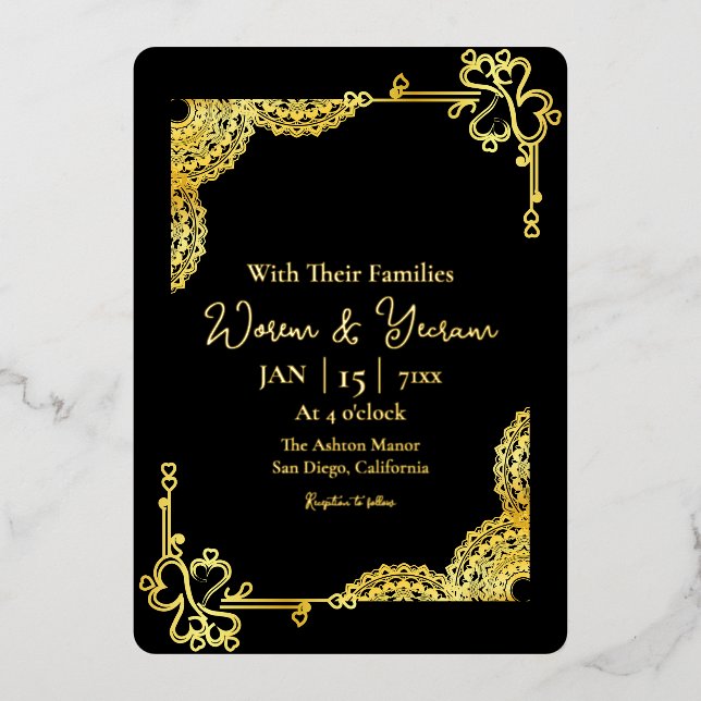 Template For Luxury Invitation Card Gold Foil (Front)