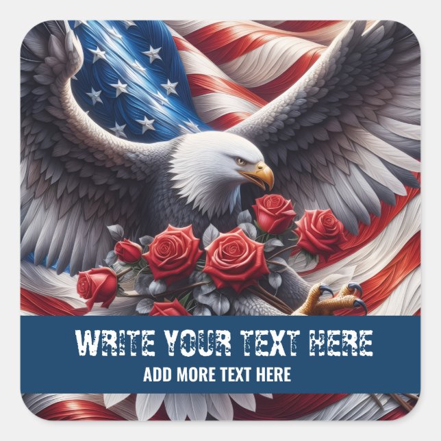 Template for Patriotic American Flag Eagle Sticker (Front)