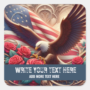 Template for Patriotic American Flag Eagle Sticker