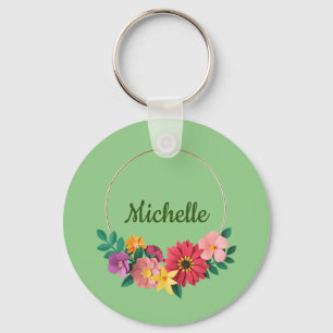 Template for Pretty Floral Design Key Ring