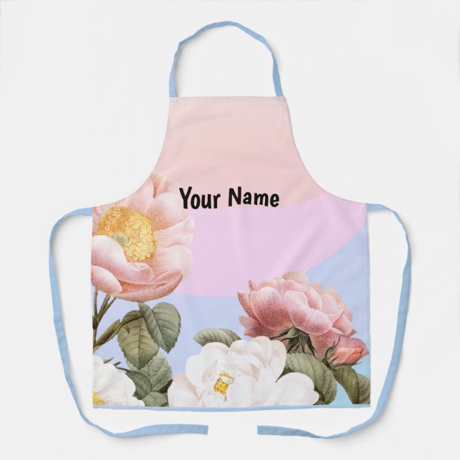 Template for pretty pastel roses, customisable apron (Front)
