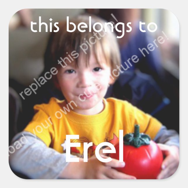 Template for Square Photo Customised Bookplate Sticker (Front)