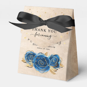 Template Gold and Royal Blue Rose Thank You Party Favour Box