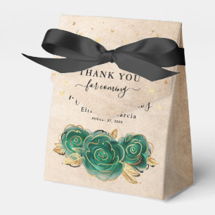 Template Gold Black and Green Rose Thank You Party Favour Box