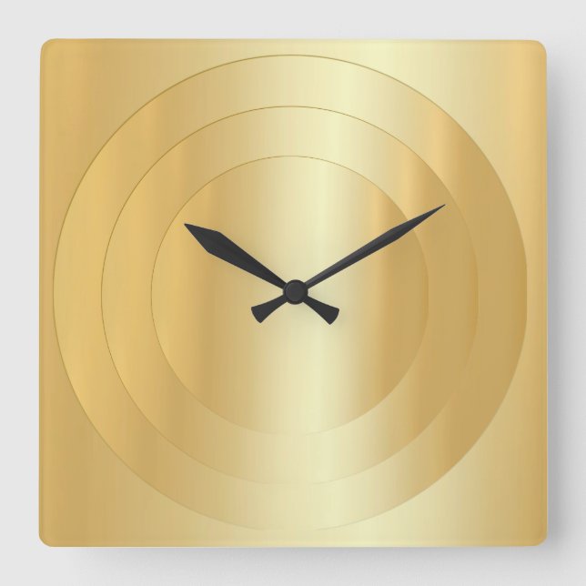 Template Gold Look Glamorous Elegant Trendy Square Wall Clock (Front)