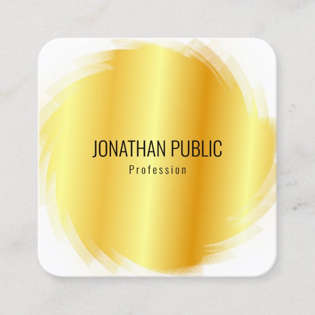 Template Gold Look Modern Elegant Professional Square Business Card (Front)