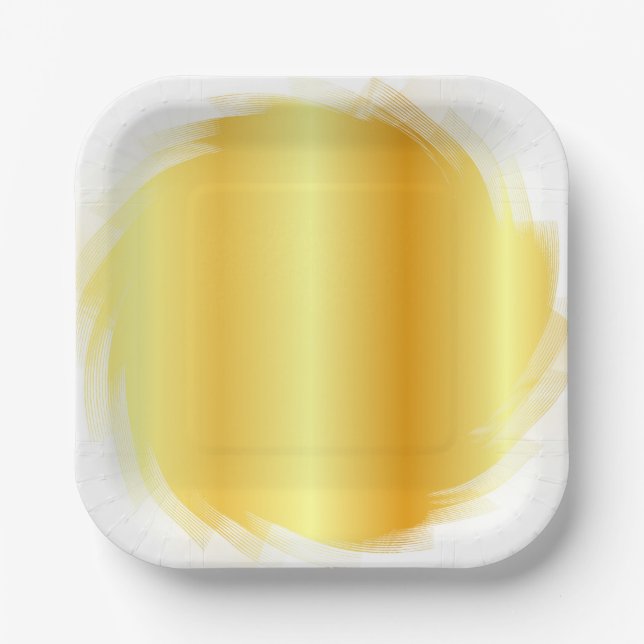 Template Gold Look Trendy Elegant Glamour Paper Plate (Front)