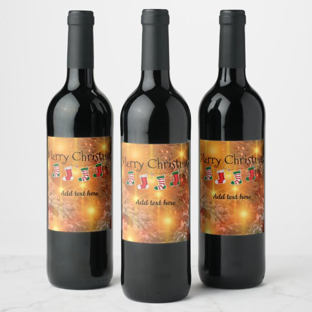 TEMPLATE - Golden Christmas Wine Label (Bottles)