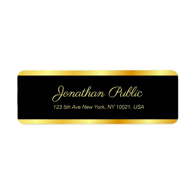 Template Handwritten Script Black And Gold Elegant (Front)