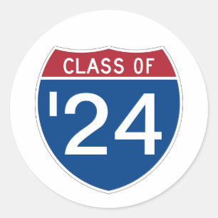 Template INTERSTATE sign  Class of 2024 Classic Round Sticker