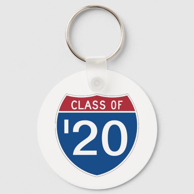 Template INTERSTATE sign  Class of 20XX Key Ring (Front)