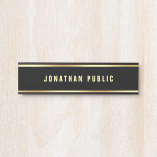 Template Modern Black And Gold Customisable Door Sign