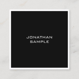 Template Modern Simple Elegant Black White Stylish Square Business Card