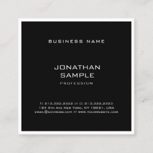 Template Modern Sleek Elegant Black White Minimal Square Business Card