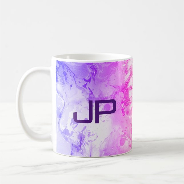 Template Monogram Elegant Modern Abstract Art Coffee Mug (Left)