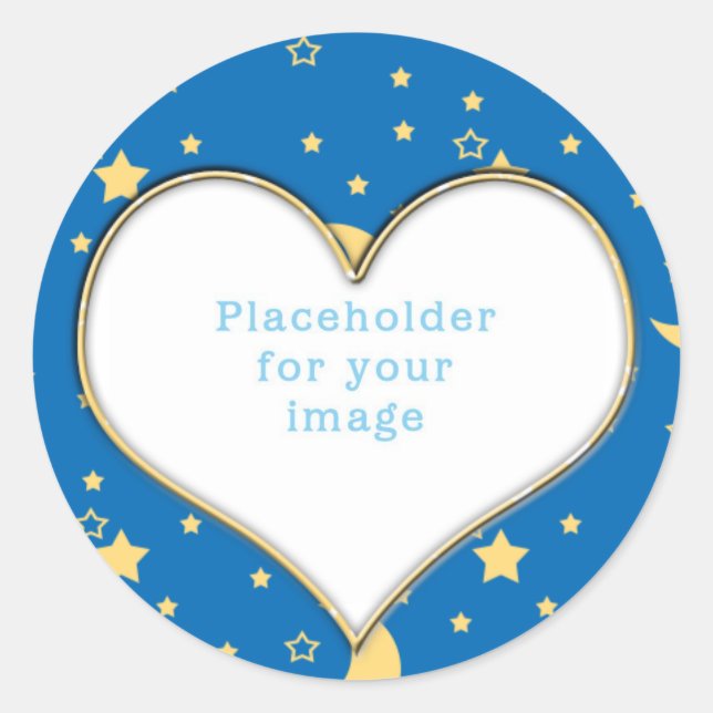 Template "Moon & Stars" Classic Round Sticker (Front)