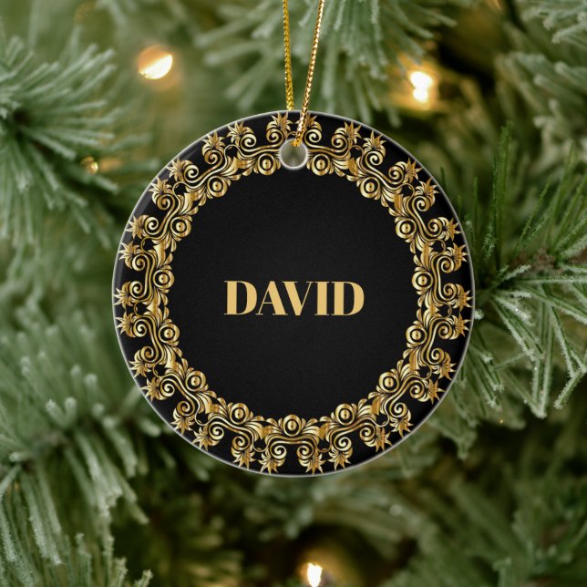 TEMPLATE, Name, Decorative gold frame Ceramic Tree Decoration (Tree)