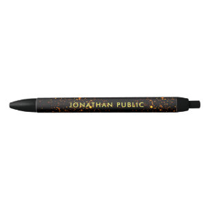 Template Name Text Elegant Gold Glitter Custom Black Ink Pen