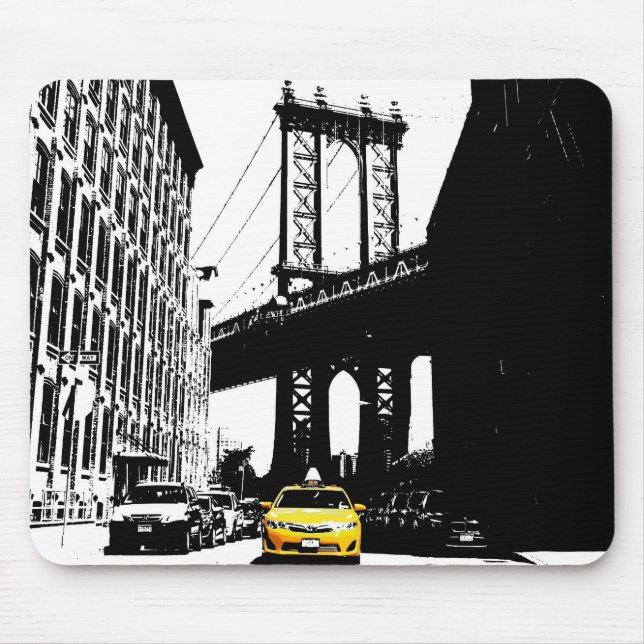 Template Nyc New York City Yellow Taxi Brooklyn Mouse Mat (Front)
