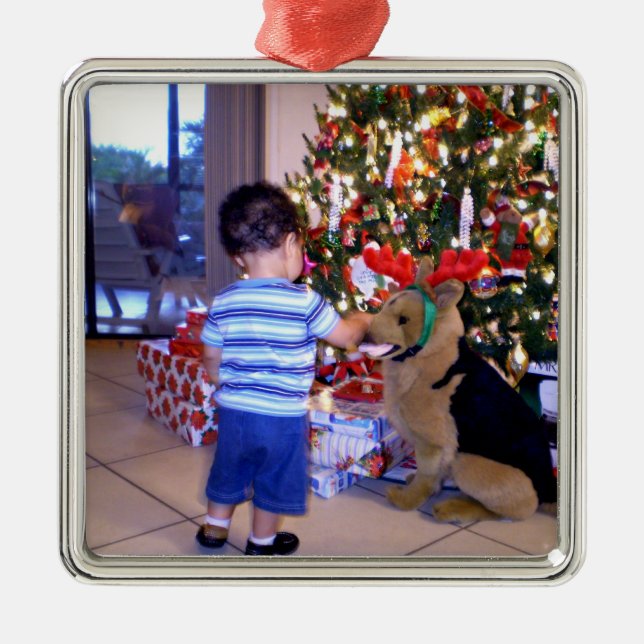 Template ornament, insert your own photo metal tree decoration (Front)
