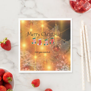 Template personalise, Golden Christmas  Napkin