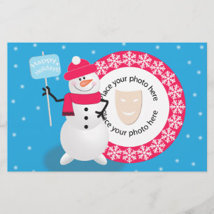 Template photo Happy Holidays Snowman Stationery