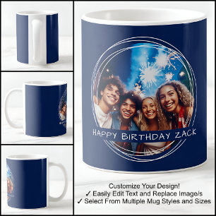 Template Photo Message Keepsake Birthday Navy C41 Coffee Mug