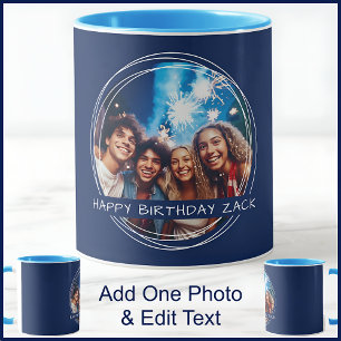 Template Photo Message Keepsake Birthday Navy C41 Mug