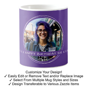 Template Photo Message Keepsake Sister Purple C125 Coffee Mug