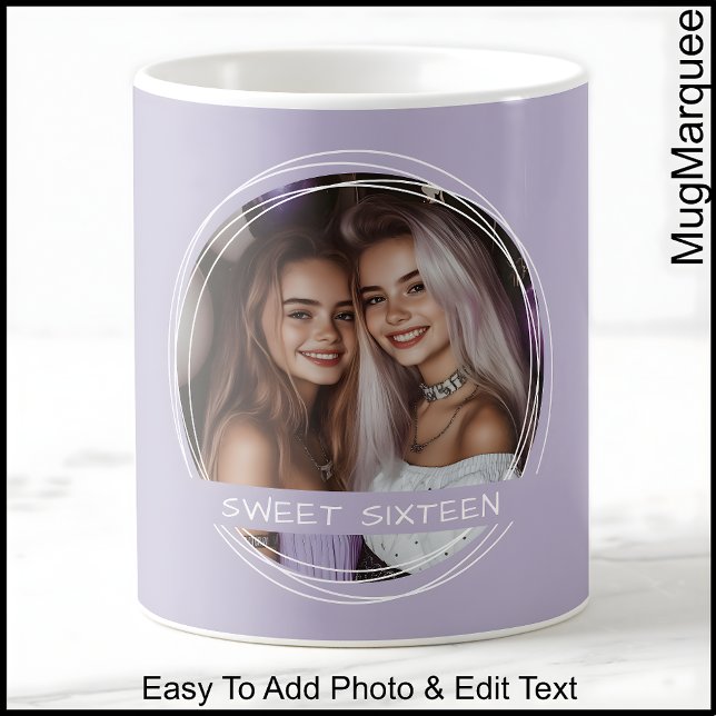 Template Photo Message Keepsake Sixteen Lilac C123 Coffee Mug (Creator Uploaded)