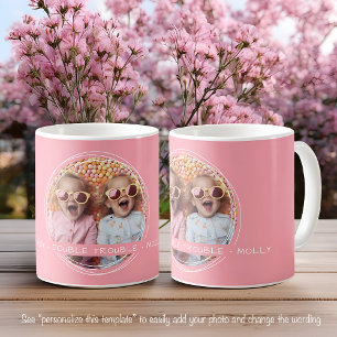 Template Photo Message Keepsake Twins Pink C51 Coffee Mug