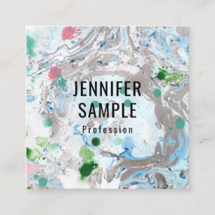 Template Pink Blue Green Trendy Modern Abstract Square Business Card