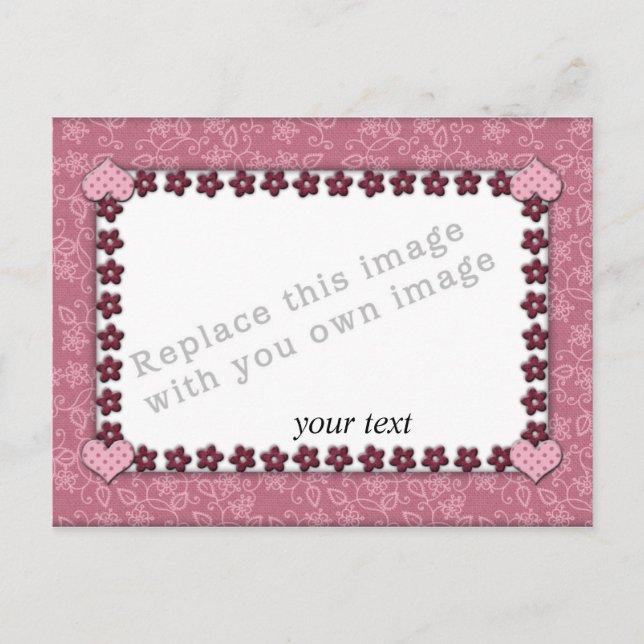 Template - Pink Heart Design Postcard (Front)